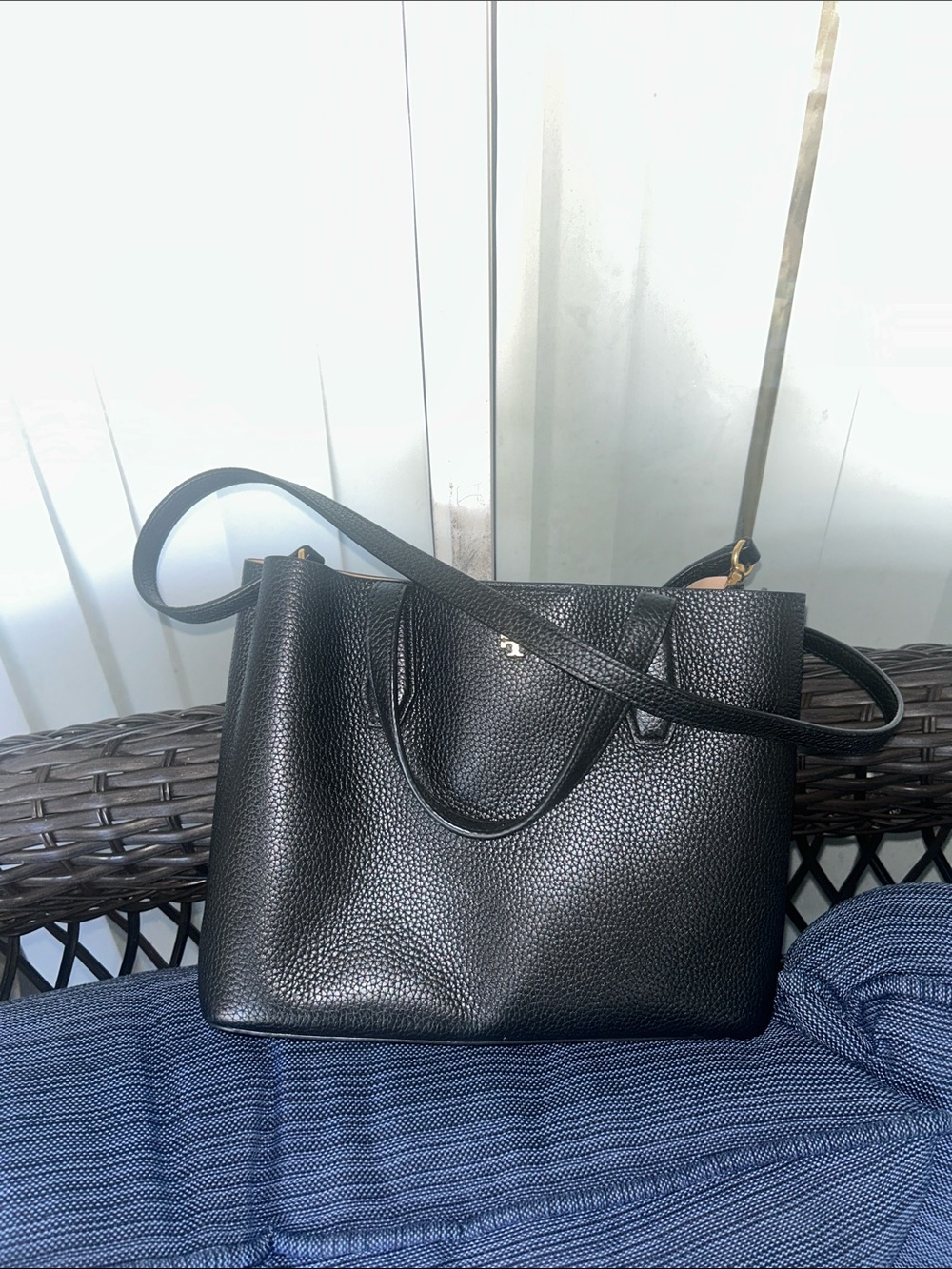 Tory Burch Black Pebbled Leather Tote
